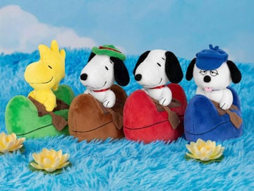 Peanuts PBC-038 Snoopy Series Plush Canoe Boxed Set of 4 Pull Back