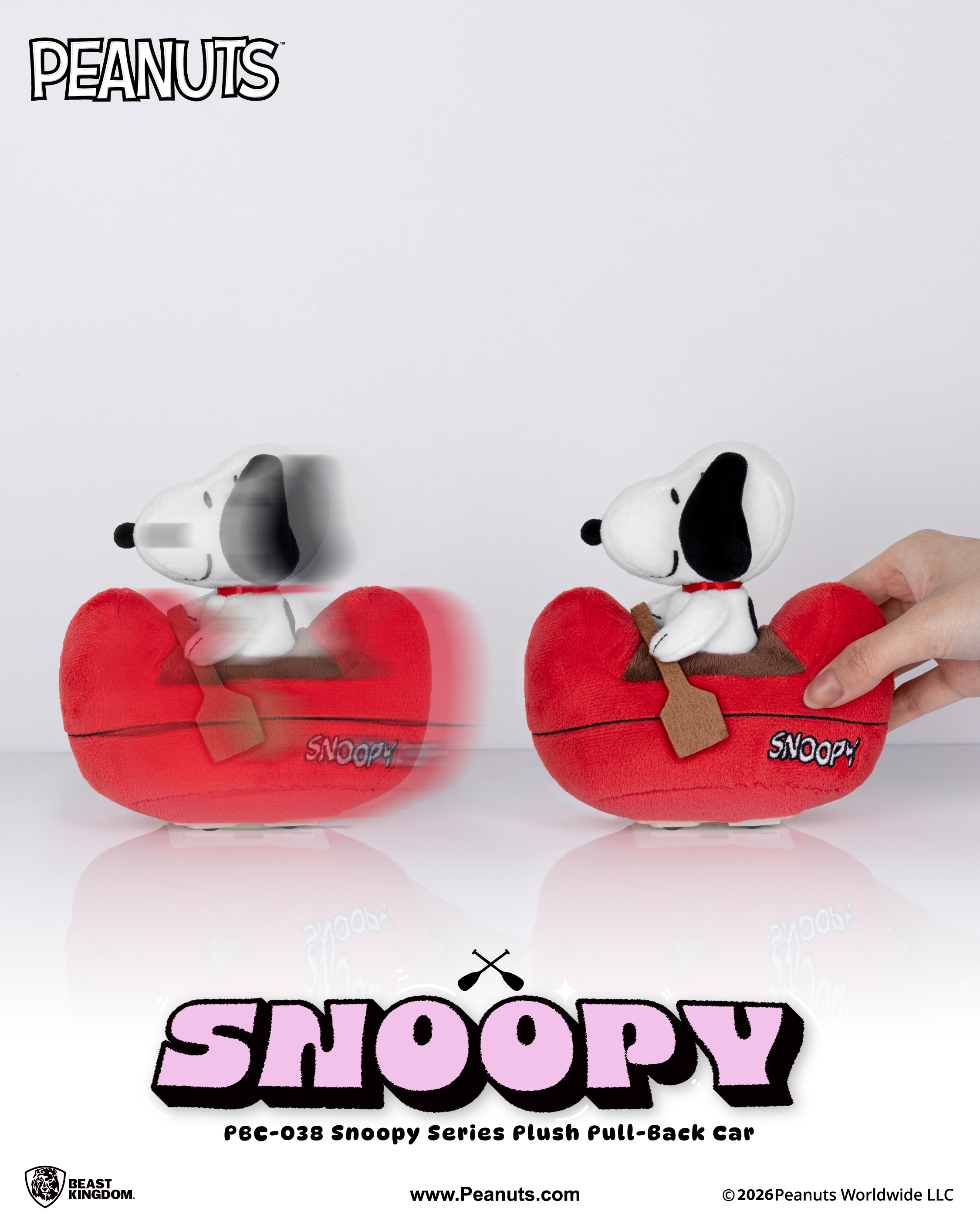 Peanuts PBC-038 Snoopy Series Plush Canoe Boxed Set of 4 Pull Back