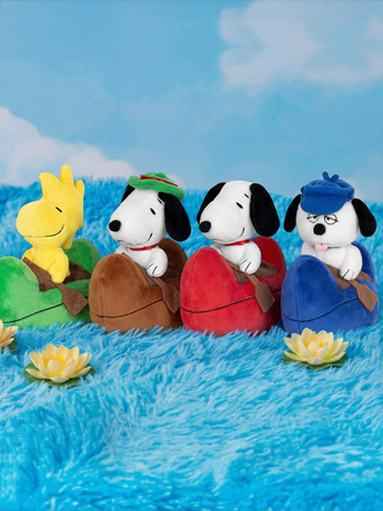 Peanuts PBC-038 Snoopy Series Plush Canoe Boxed Set of 4 Pull Back
