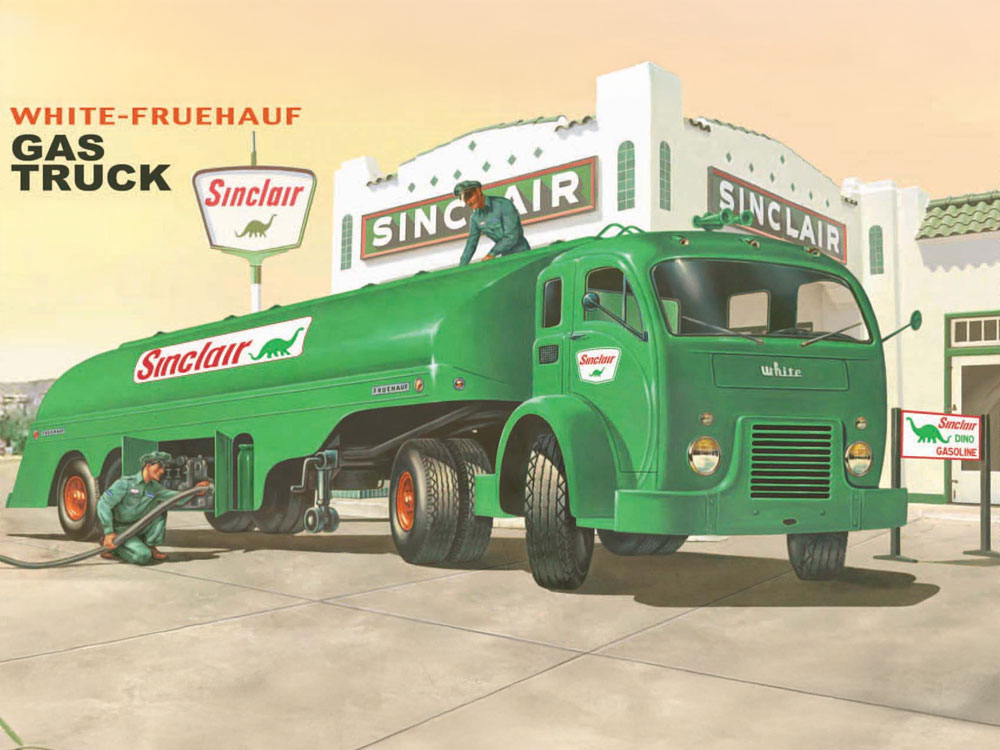 Sinclair Vintage White-Fruehauf Dino Gasoline Truck 1/48 Scale Model Kit Gallery Image 1