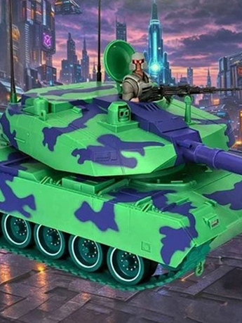 Image of Neon Camo Mega Tank with Commander Figure