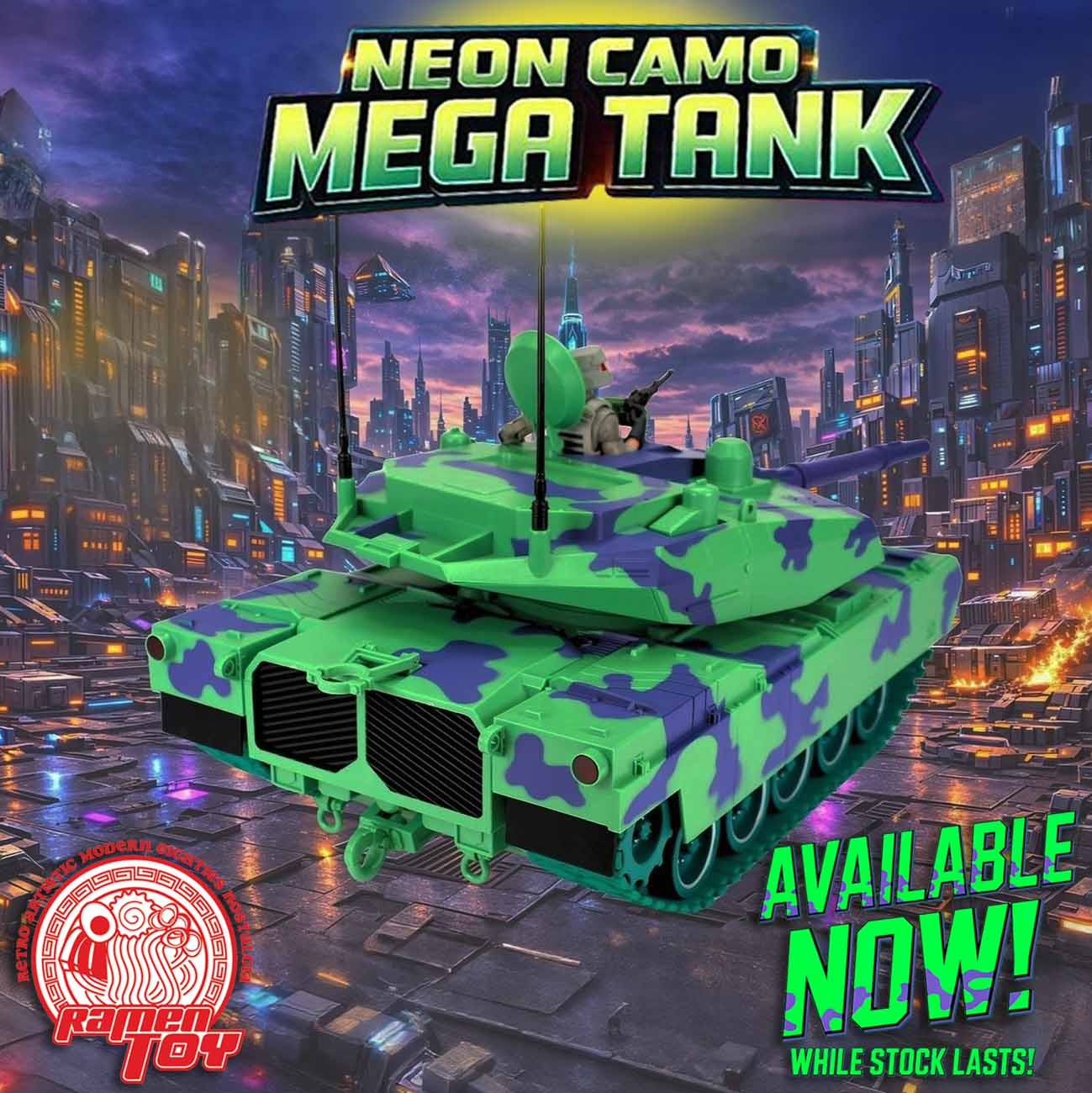 Neon Camo Mega Tank with Commander Figure Gallery Image 4