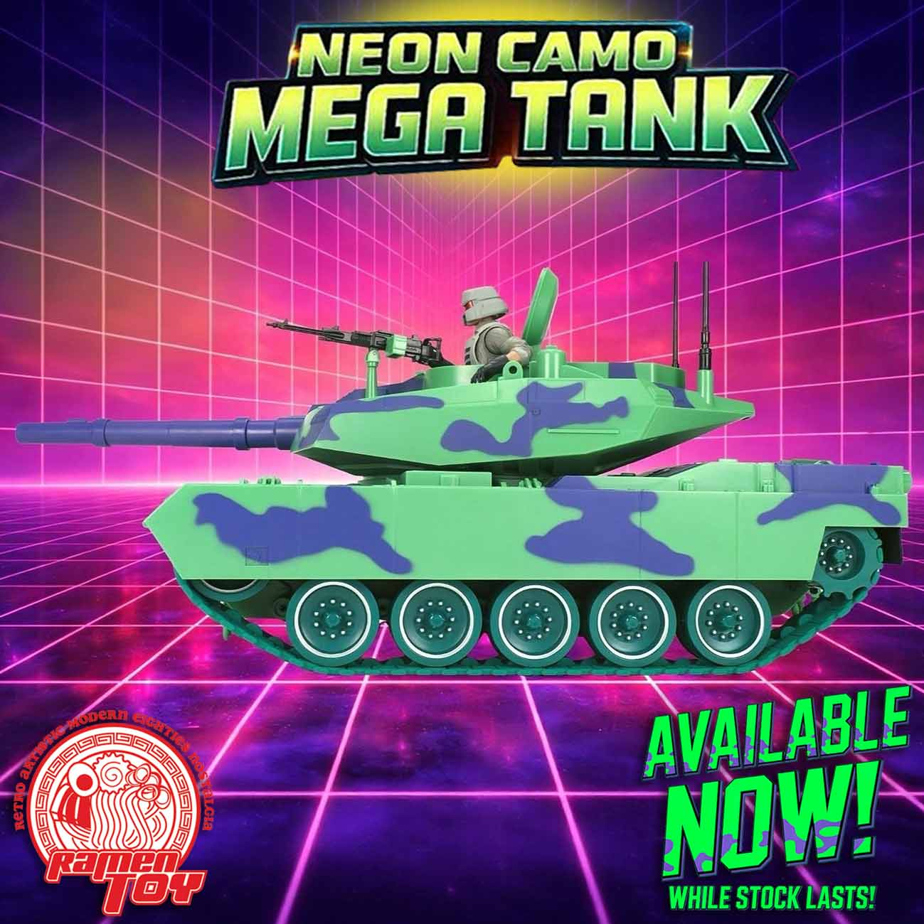 Neon Camo Mega Tank with Commander Figure Gallery Image 9