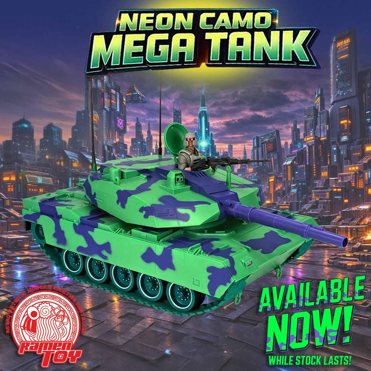 Neon Camo Mega Tank with Commander Figure Gallery Image 3