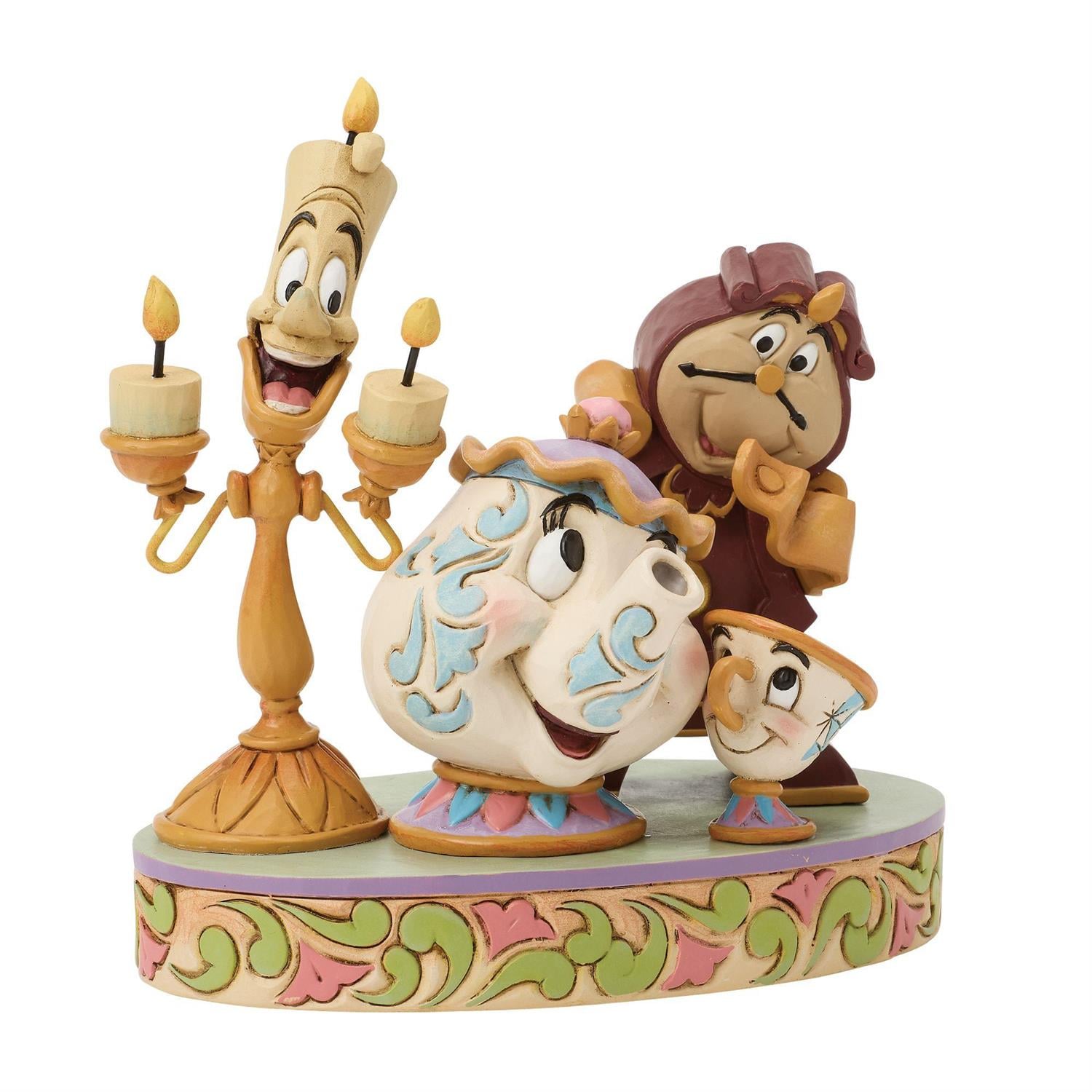 Beauty and the Beast Disney Traditions Lumiere, Mrs. Potts, and Cogsworth Figurine (Jim Shore) Gallery Image 5