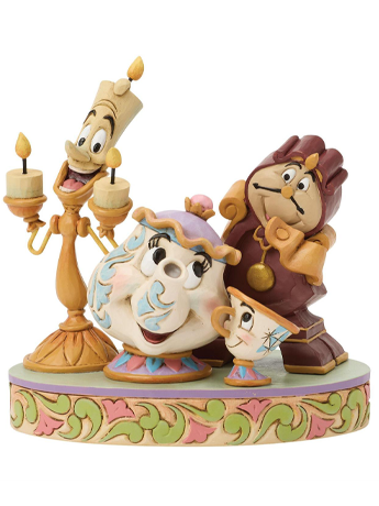 Beauty and the Beast Disney Traditions Lumiere, Mrs. Potts, and Cogsworth Figurine (Jim Shore) Gallery Image 2