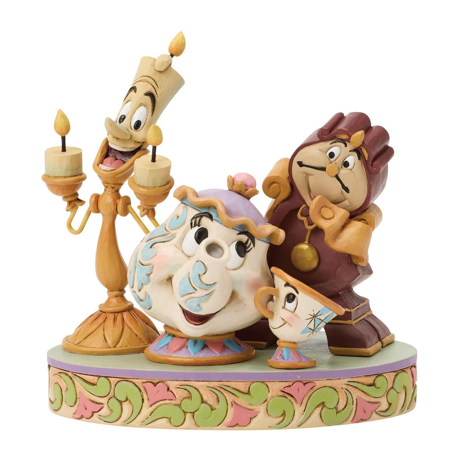 Beauty and the Beast Disney Traditions Lumiere, Mrs. Potts, and Cogsworth Figurine (Jim Shore) Gallery Image 3