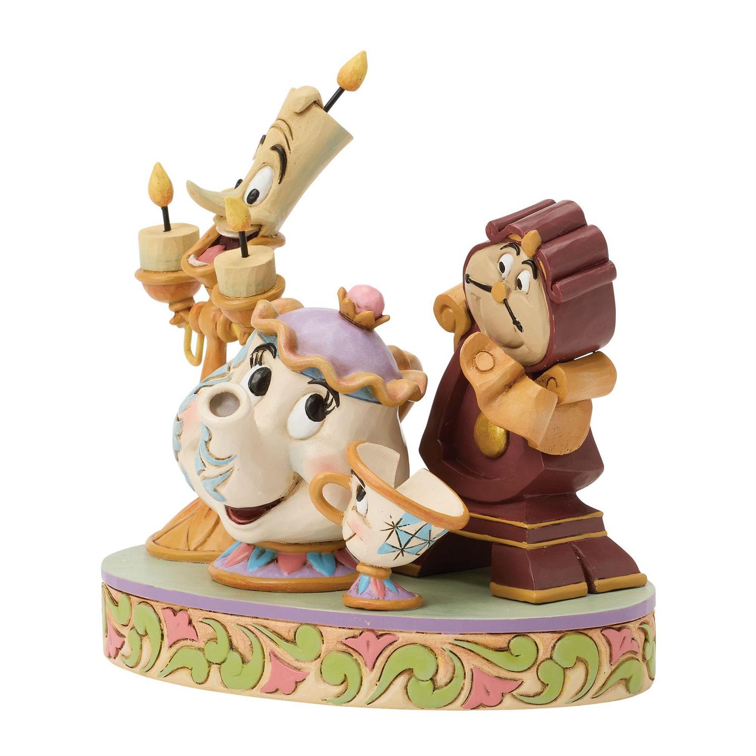 Beauty and the Beast Disney Traditions Lumiere, Mrs. Potts, and Cogsworth Figurine (Jim Shore) Gallery Image 4