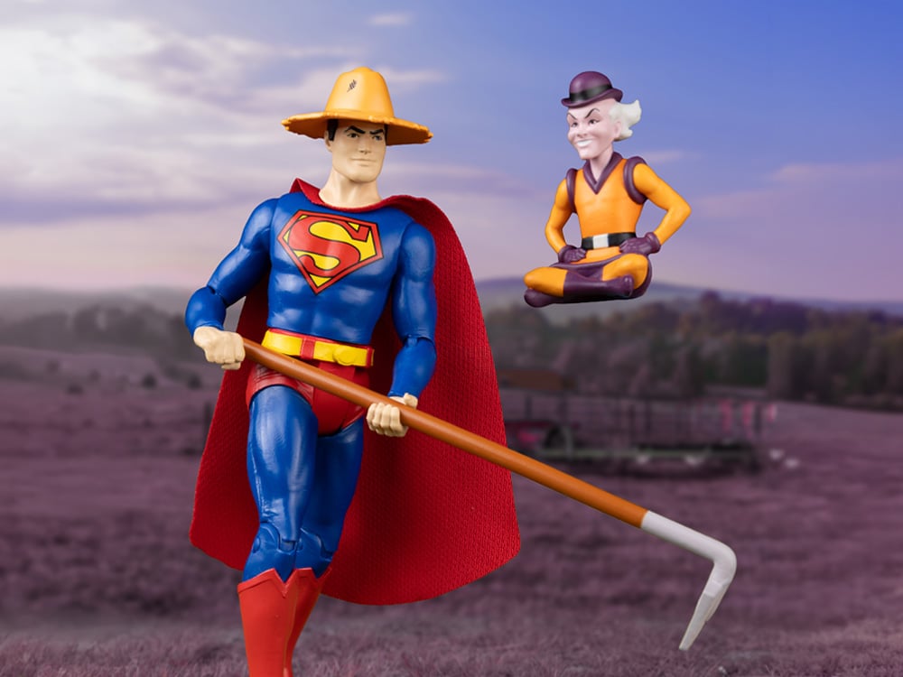 Super Friends DC Retro Farmer Superman and Mr. Mxyzptlk Action