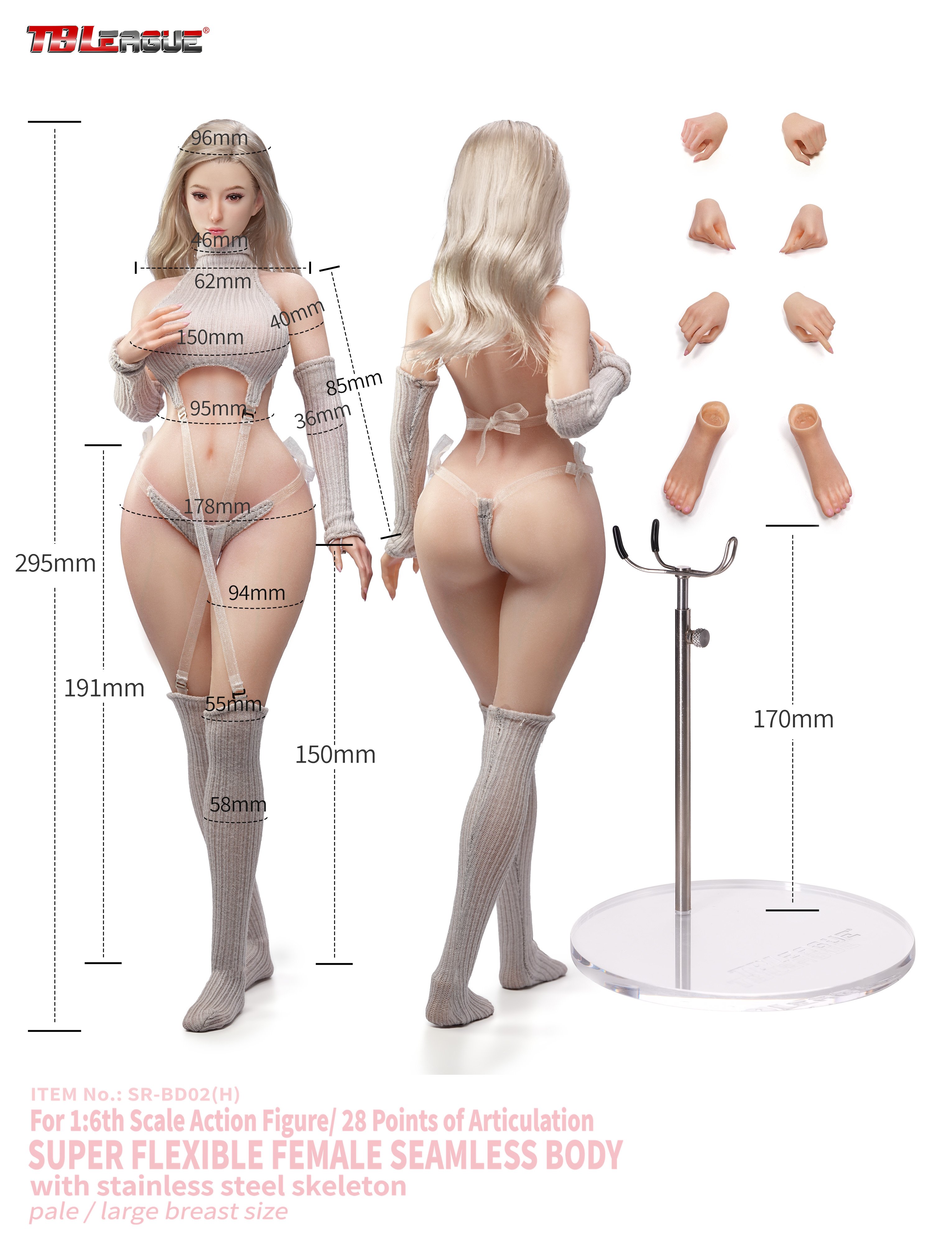 Female Body (Pale Large Bust) 1/6 Scale Body (SR-BD02 With Head Sculpt) Gallery Image 18