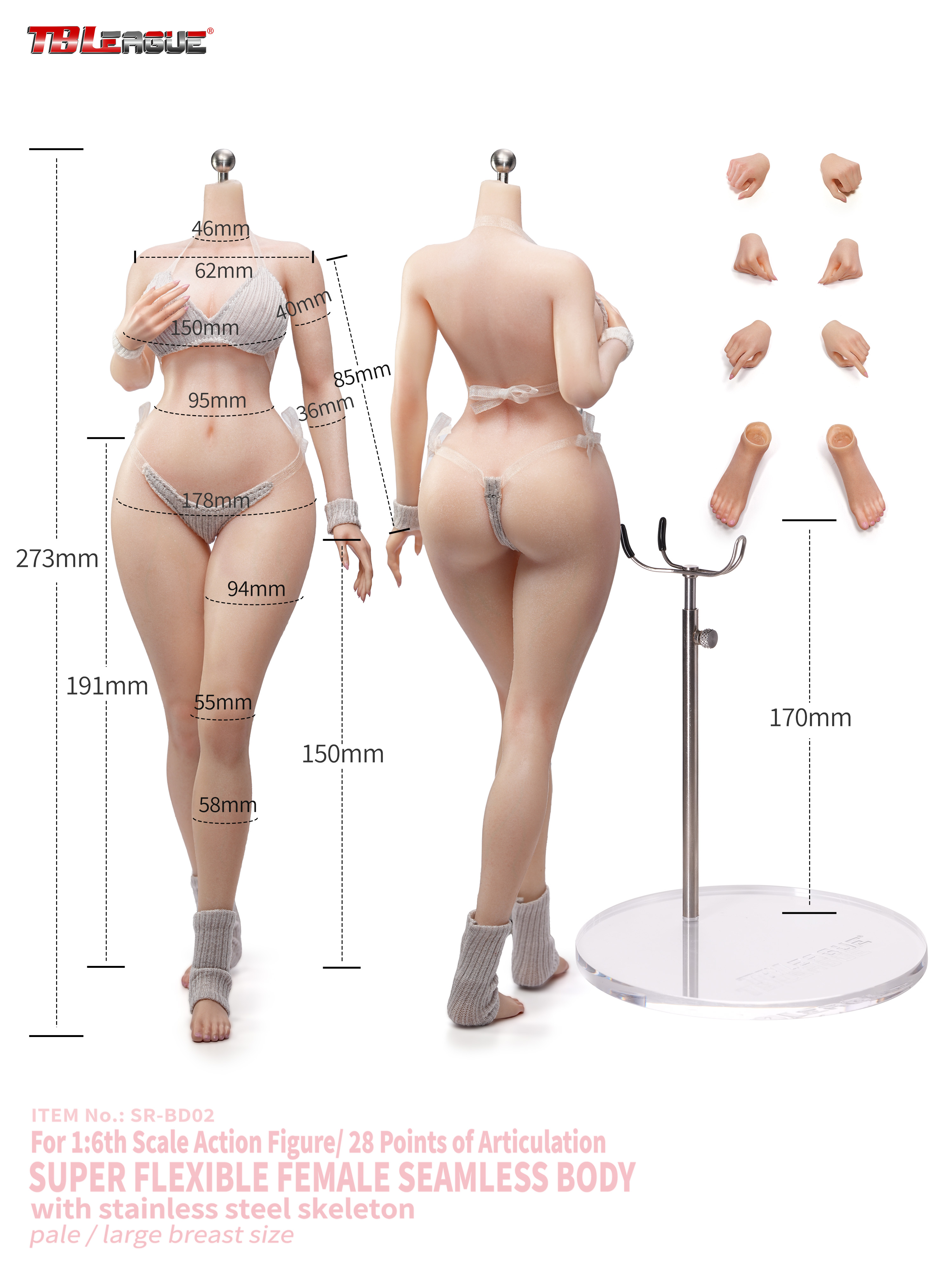 Female Body (Pale Large Bust) 1/6 Scale Body (SR-BD02 Without Head Sculpt) Gallery Image 4