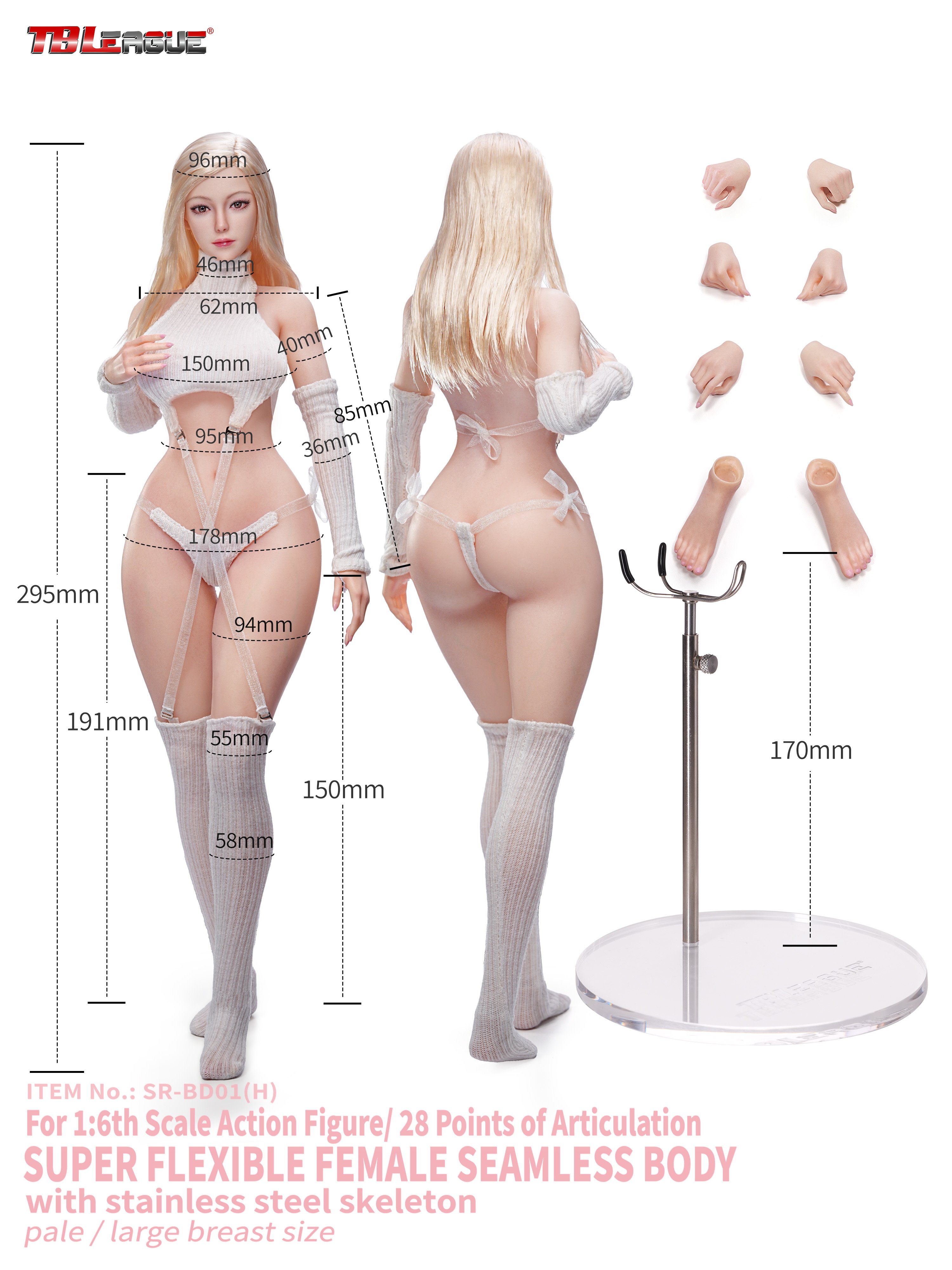 Female Body (Pale Large Bust) 1/6 Scale Body (SR-BD01 With Head Sculpt) Gallery Image 18