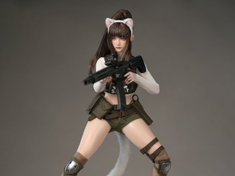 Meow SWAT (Ver. A) 1/6 Scale Head Sculpt & Clothing Accessory Set