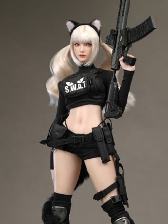 Meow SWAT (Ver. B) 1/6 Scale Head Sculpt & Clothing Accessory Set (I8-C11-B) Gallery Image 2