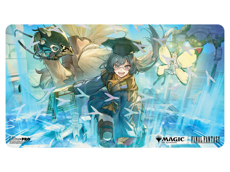 mtg final fantasy holofoil playmat Ultra PRO - x Universes Beyond Traveling Chocobo (Black) for Magic: The Gathering slip rubber backing to keep the playmat from shifting during use Ultra Pro Holofoil Playmat: Final