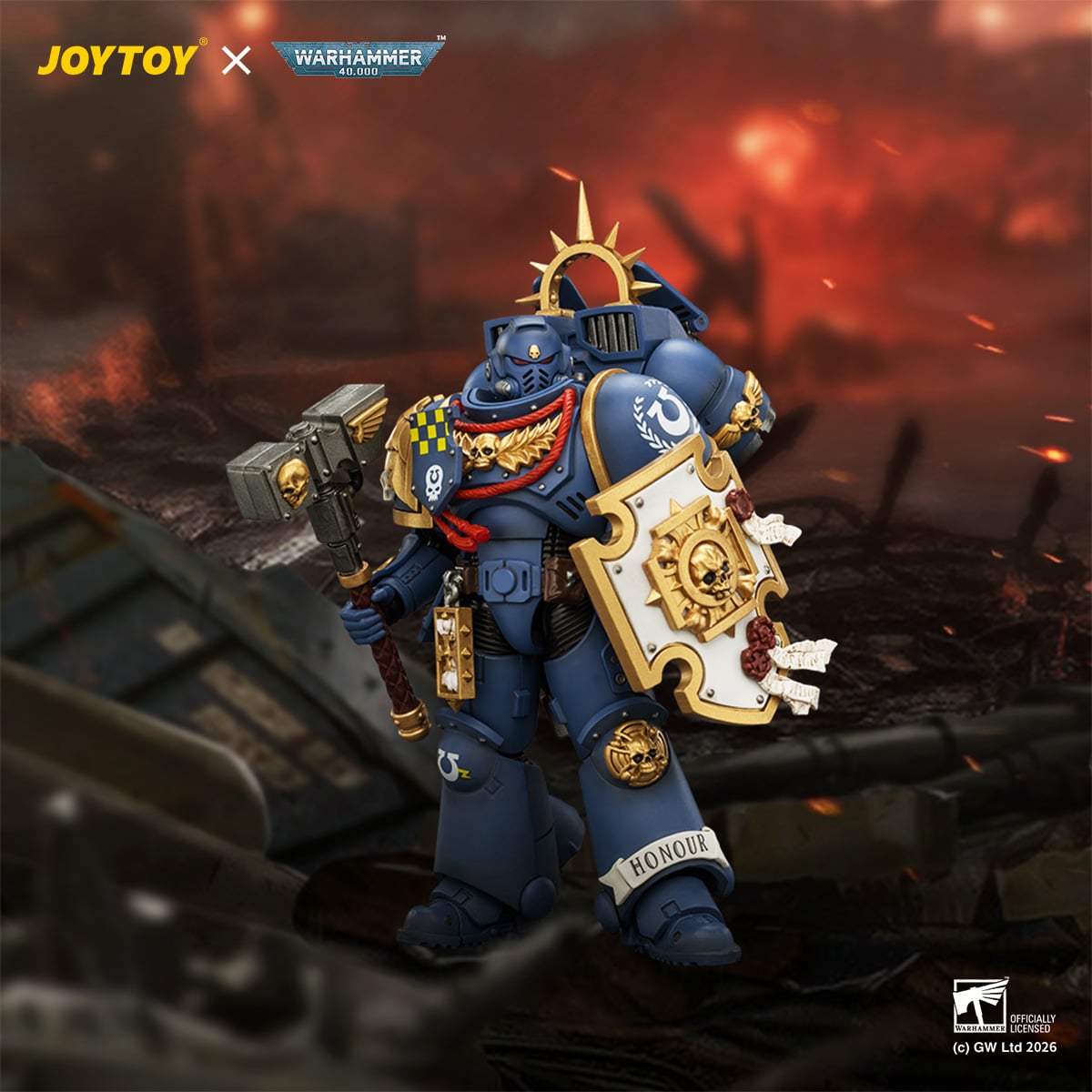 Warhammer 40,000 Ultramarines Captain with Jump Pack and Relic Shield 1/18 Scale Action Figure Gallery Image 3