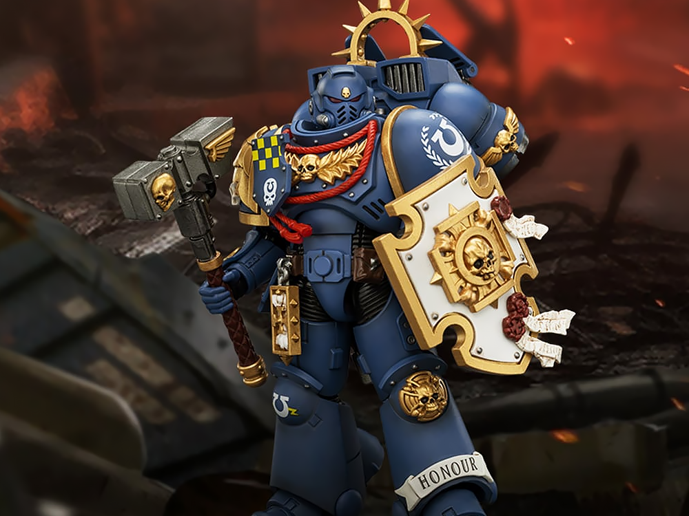Warhammer 40,000 Ultramarines Captain with Jump Pack and Relic Shield 1/18 Scale Action Figure Gallery Image 1