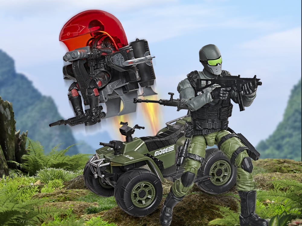 G.I. Joe Classified Series #218 Snake Eyes & Varmint ATV vs. Stealth Viper & Cobra Stealth Flight Pod (Trubble Bubble) Action Figure Two-Pack Gallery Image 1