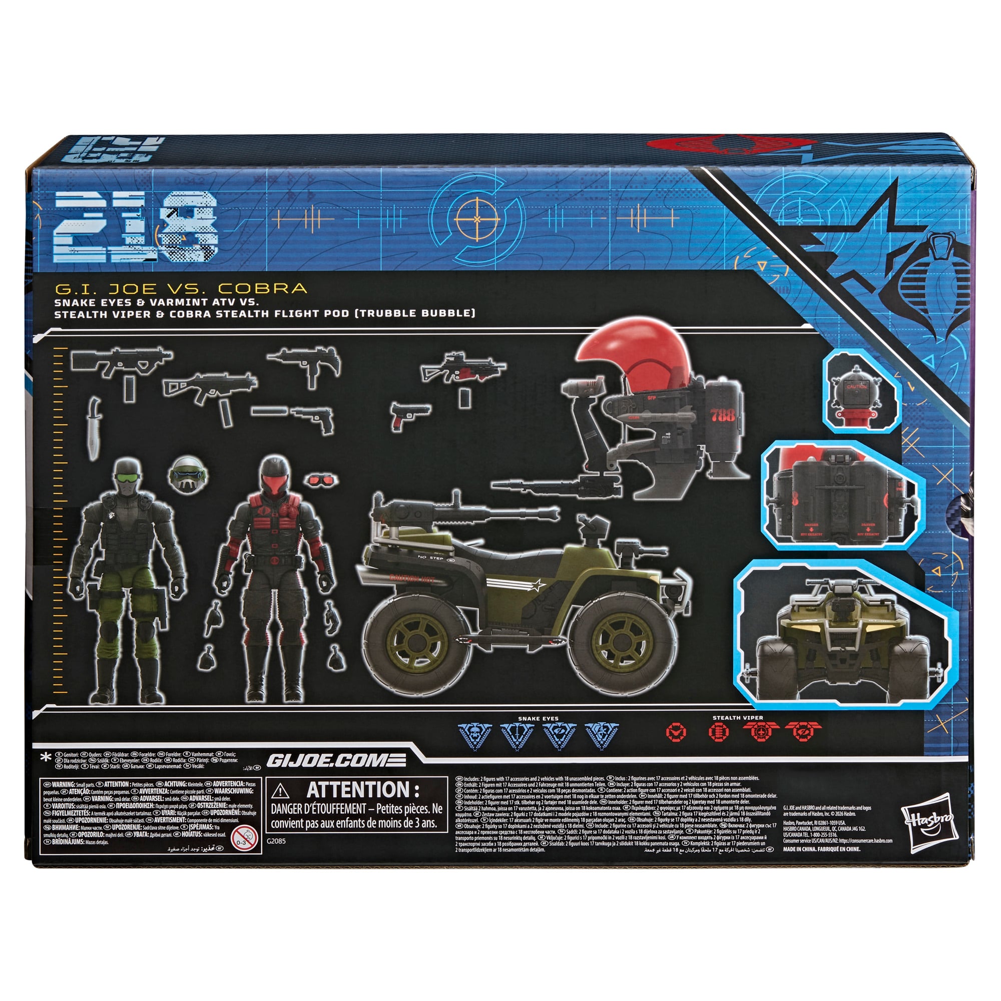 G.I. Joe Classified Series #218 Snake Eyes & Varmint ATV vs. Stealth Viper & Cobra Stealth Flight Pod (Trubble Bubble) Action Figure Two-Pack Gallery Image 8