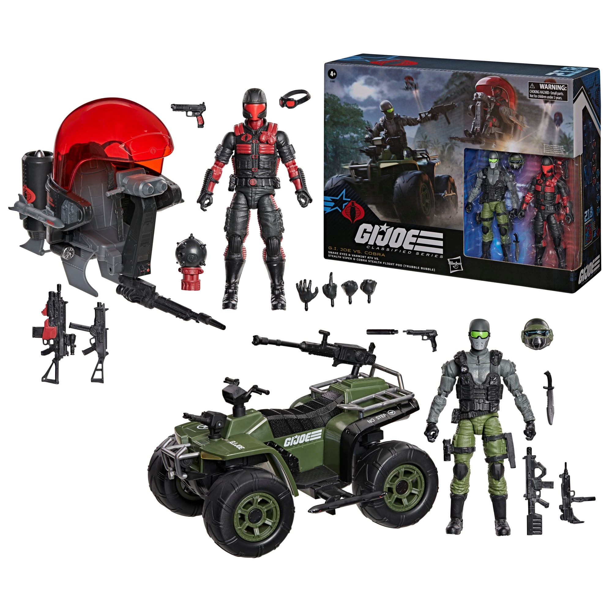 G.I. Joe Classified Series #218 Snake Eyes & Varmint ATV vs. Stealth Viper & Cobra Stealth Flight Pod (Trubble Bubble) Action Figure Two-Pack Gallery Image 6