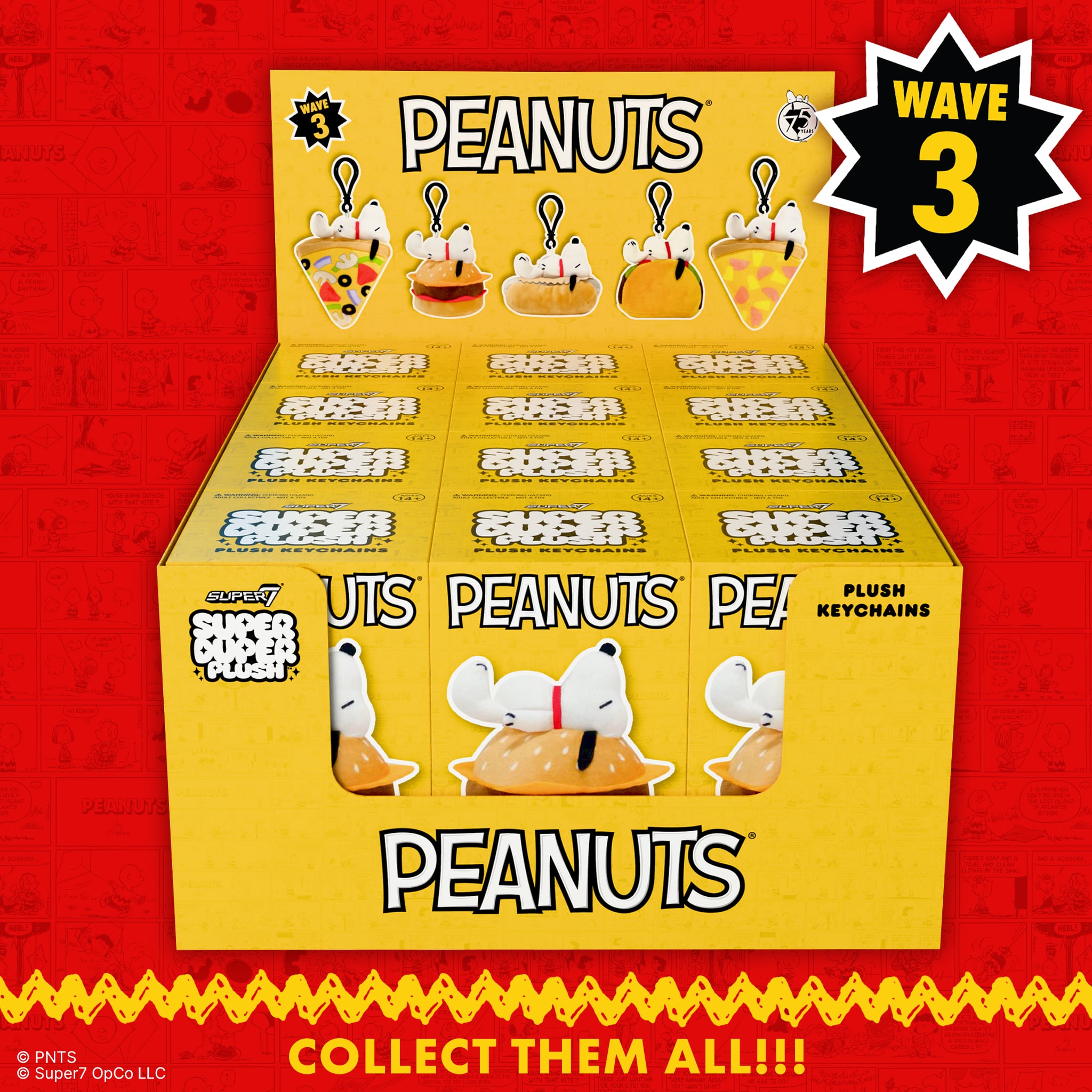 Peanuts Super Duper Plush Snoopy (Food) Box of 12 Random Plush Keychains Gallery Image 18