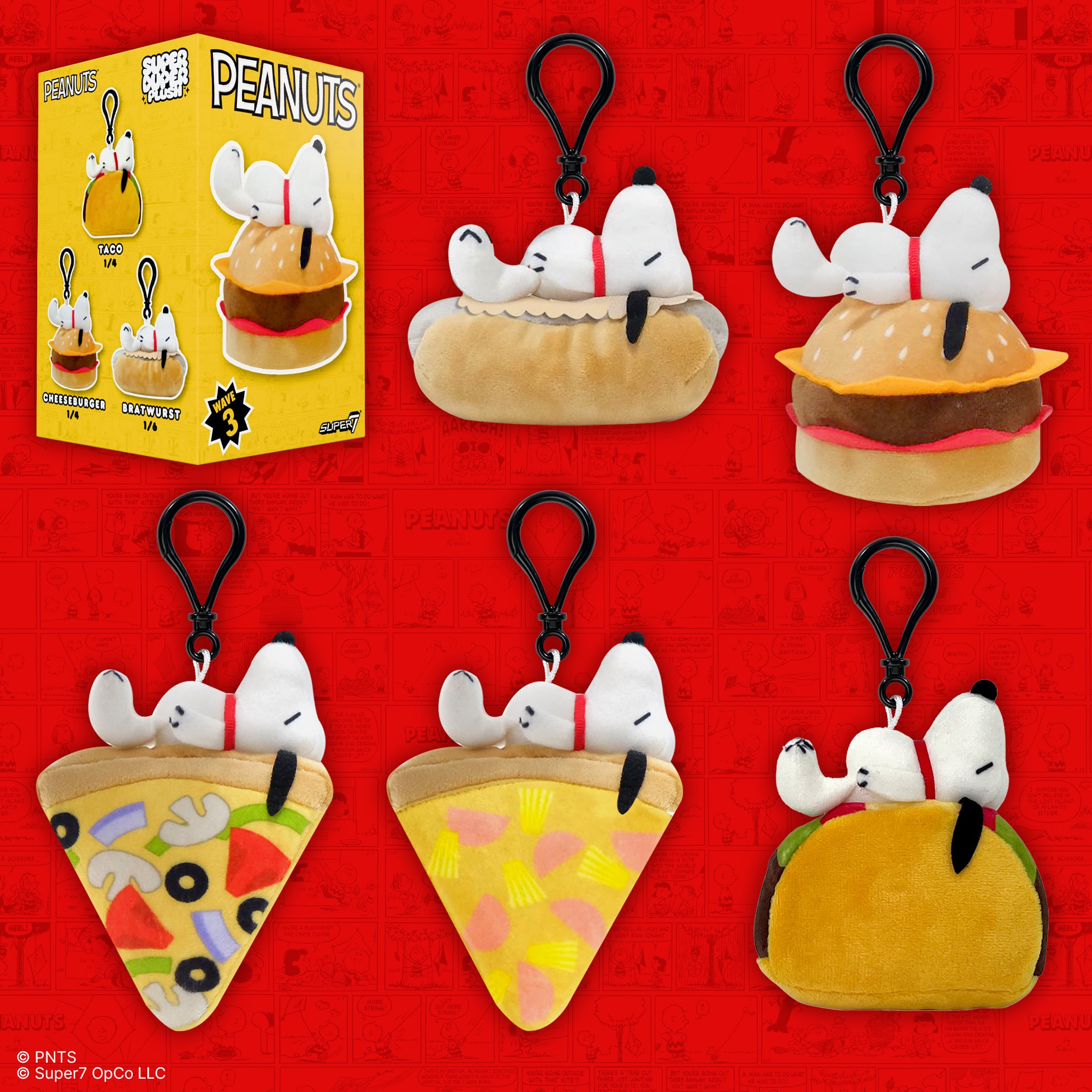 Peanuts Super Duper Plush Snoopy (Food) Box of 12 Random Plush Keychains Gallery Image 5