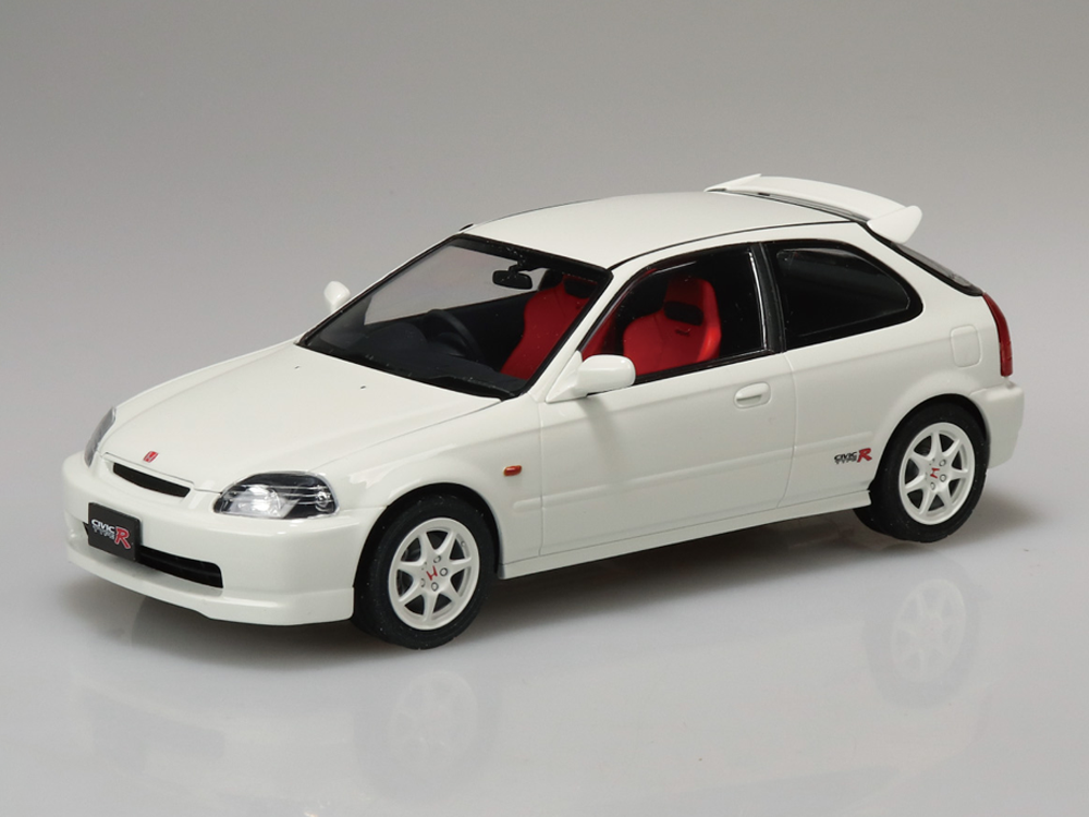 Aoshima Snap Car No.09-CW Honda Civic Type R 1997 (Championship White) 1/24 Scale Model Kit Gallery Image 1