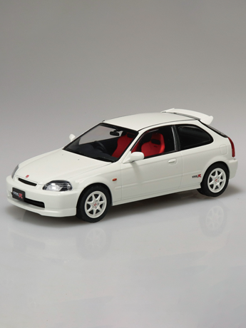 Aoshima Snap Car No.09-CW Honda Civic Type R 1997 (Championship White) 1/24 Scale Model Kit Gallery Image 2