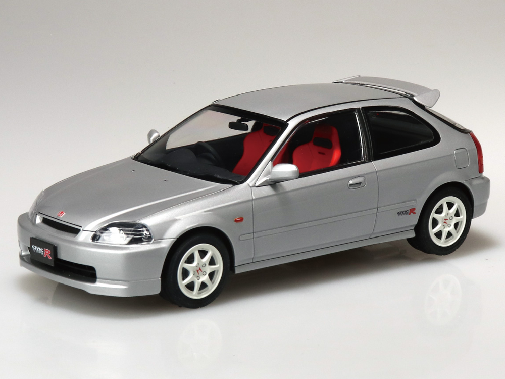 Aoshima Snap Car No.09-VS Honda Civic Type R 1997 (Vogue Silver Metallic) 1/24 Scale Model Kit Gallery Image 1