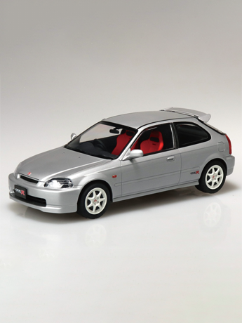 Aoshima Snap Car No.09-VS Honda Civic Type R 1997 (Vogue Silver Metallic) 1/24 Scale Model Kit Gallery Image 2