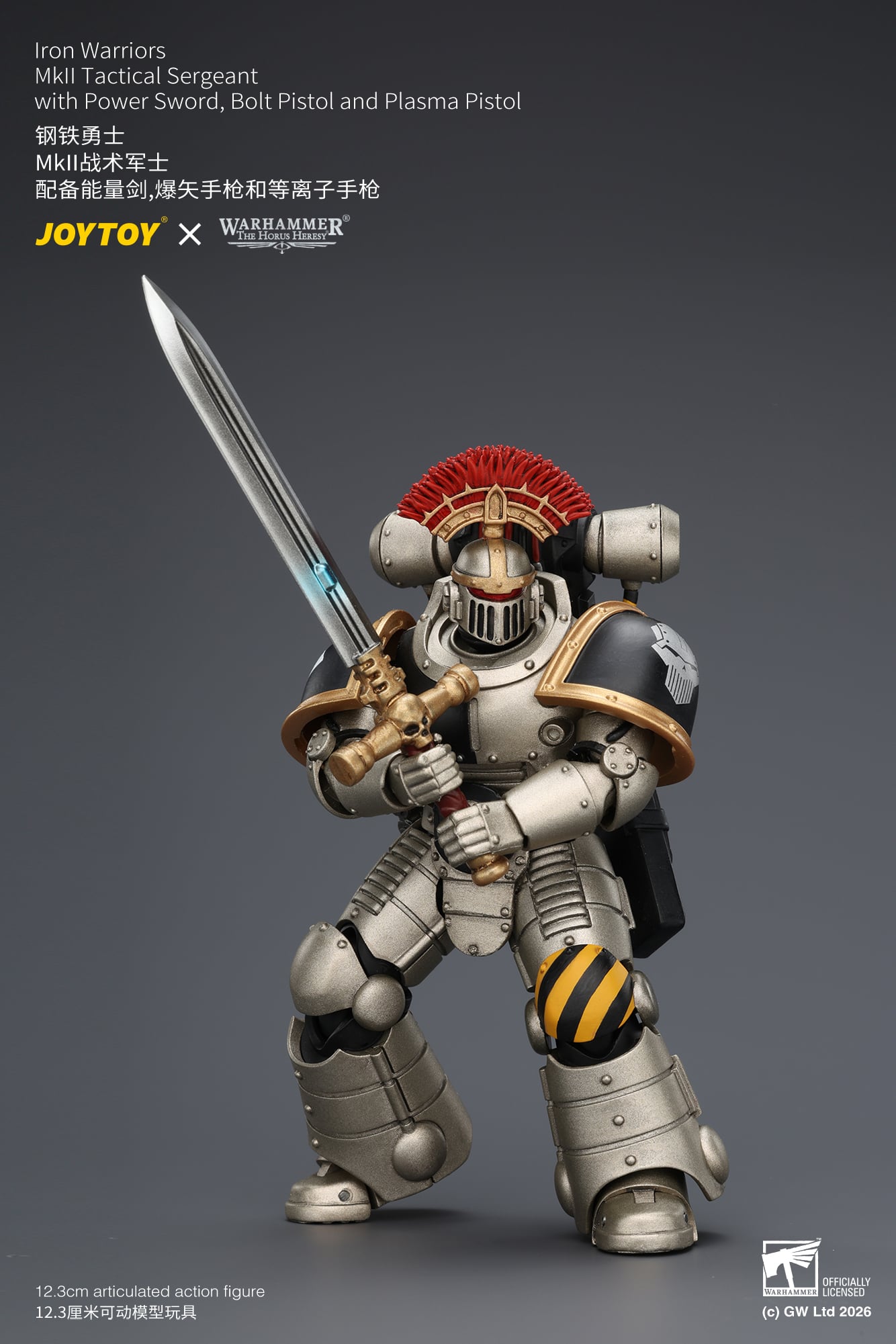 Warhammer: The Horus Heresy Iron Warriors MkII Tactical Sergeant with Power Sword, Bolt Pistol and Plasma Pistol 1/18 Scale Action Figure Gallery Image 11