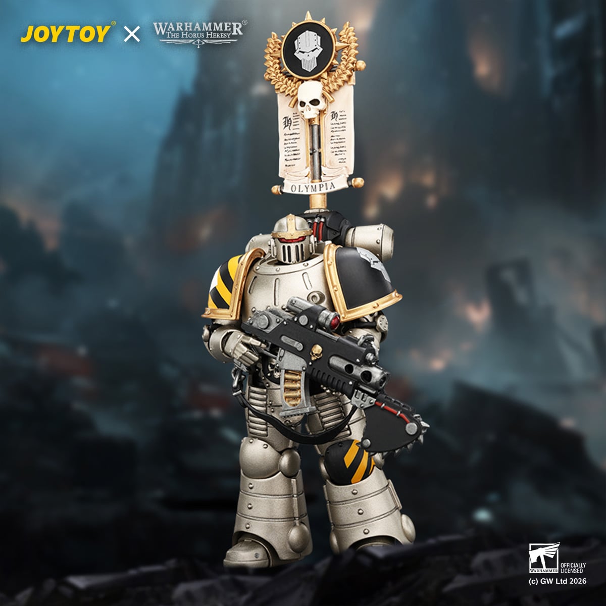 Warhammer: The Horus Heresy Iron Warriors MkII Legionary 1 with Vexilla, Bolter and Bolt Pistol 1/18 Scale Action Figure Gallery Image 3