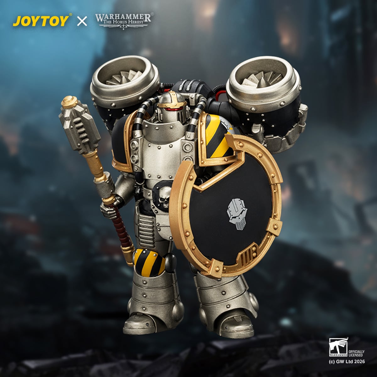 Warhammer: The Horus Heresy Iron Warriors MkII Assault Sergeant with Disintegrator Pistol, Power Maul & Combat Shield 1/18 Scale Action Figure Gallery Image 3