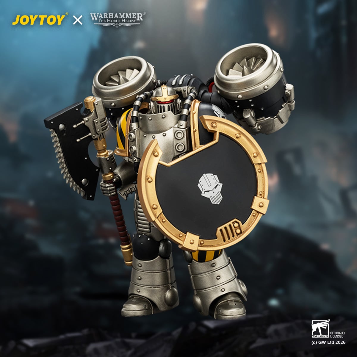 Warhammer: The Horus Heresy Iron Warriors MkII Assault Legionary 1 with Bolt Pistol, Chain Axe & Combat Shield 1/18 Scale Action Figure Gallery Image 3