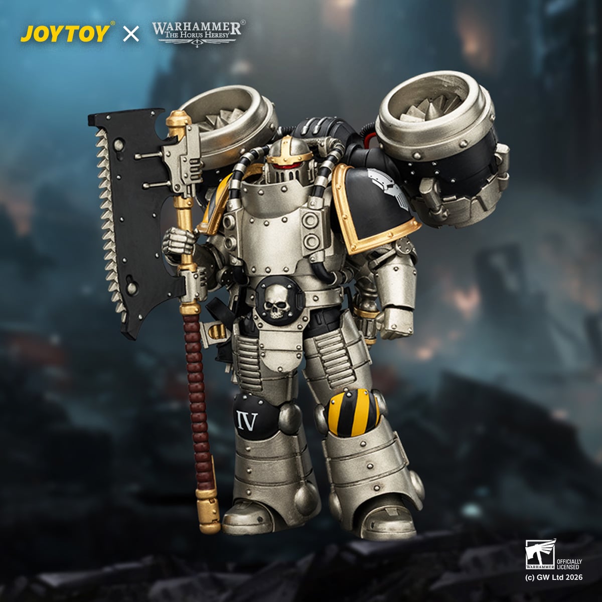 Warhammer: The Horus Heresy Iron Warriors MkII Assault Legionary 2 with Bolt Pistol & Heavy Chain Axe 1/18 Scale Action Figure Gallery Image 3