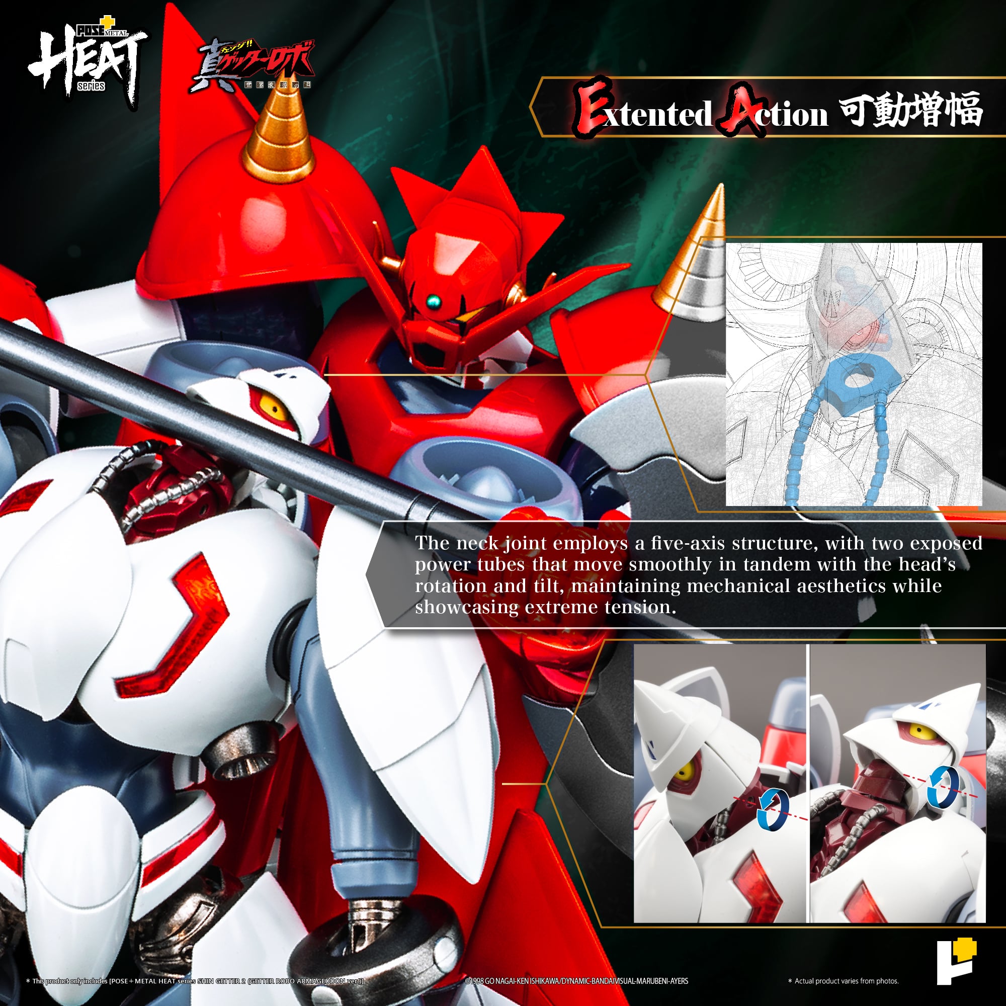 Getter Robo Armageddon Pose+ Metal Heat Series Shin Getter 2 Action Figure Gallery Image 13