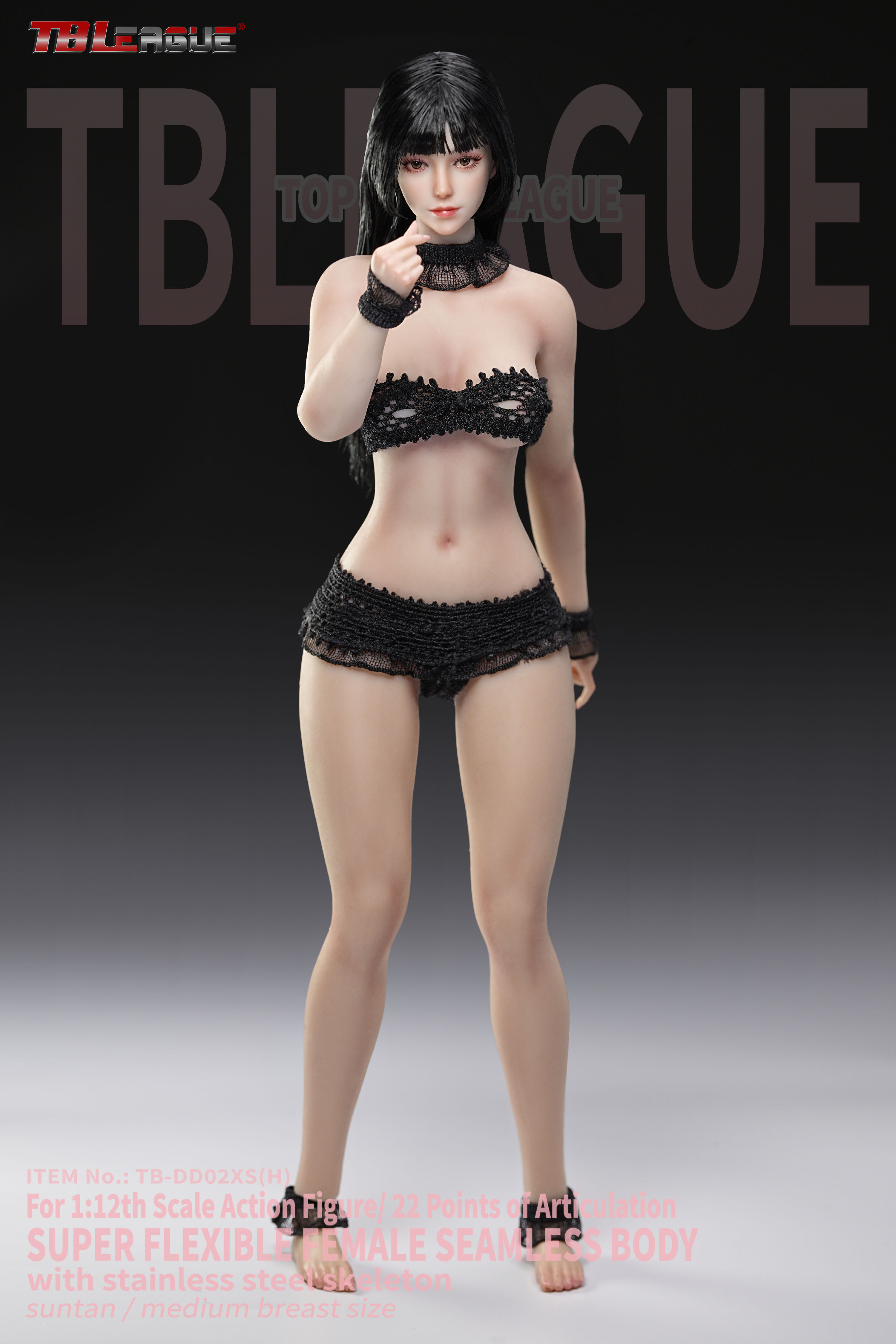 Female Body (Suntan Medium Bust) 1/12 Scale Body (TB-DD02XS with Head Sculpt) Gallery Image 4