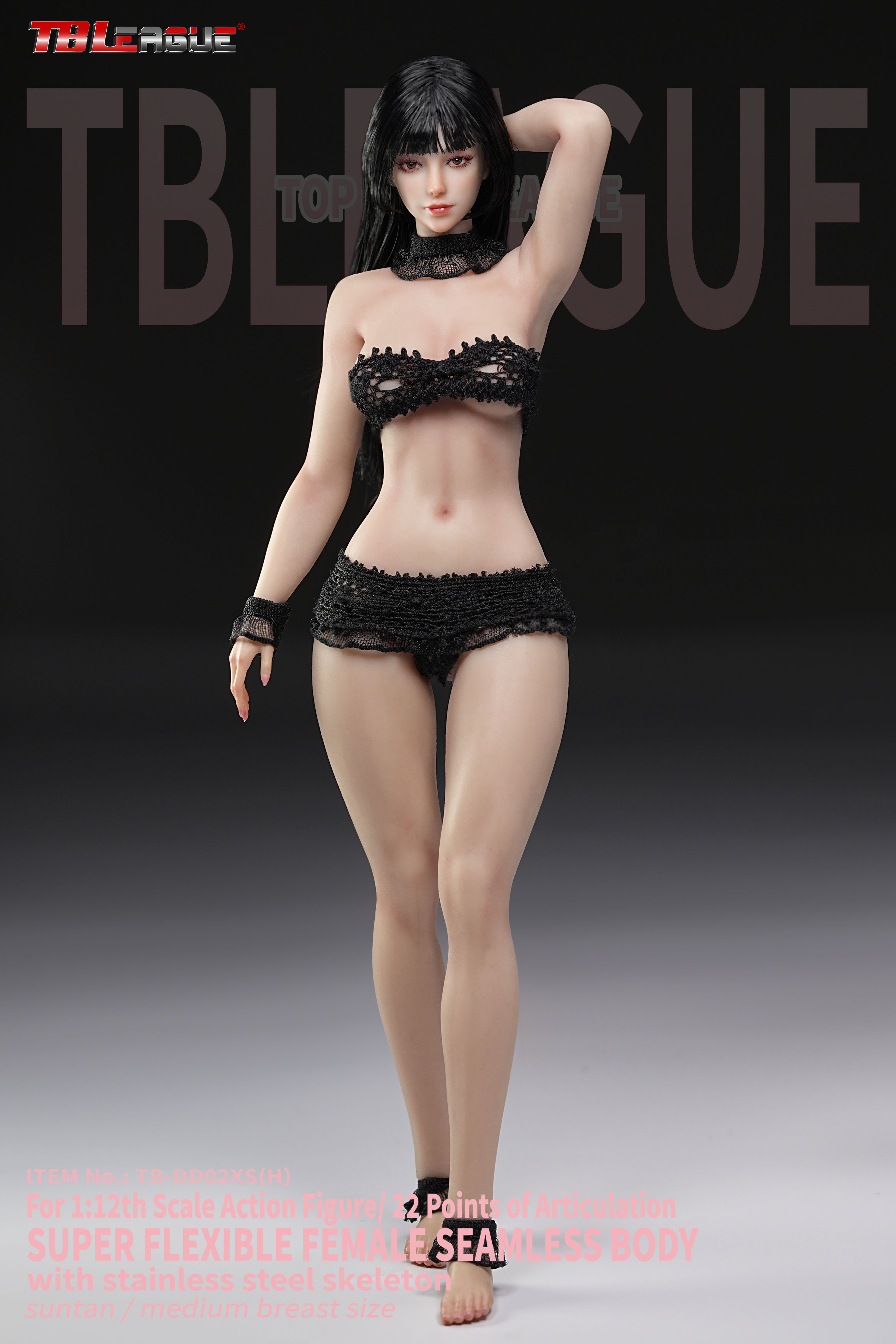 Female Body (Suntan Medium Bust) 1/12 Scale Body (TB-DD02XS with Head Sculpt) Gallery Image 3