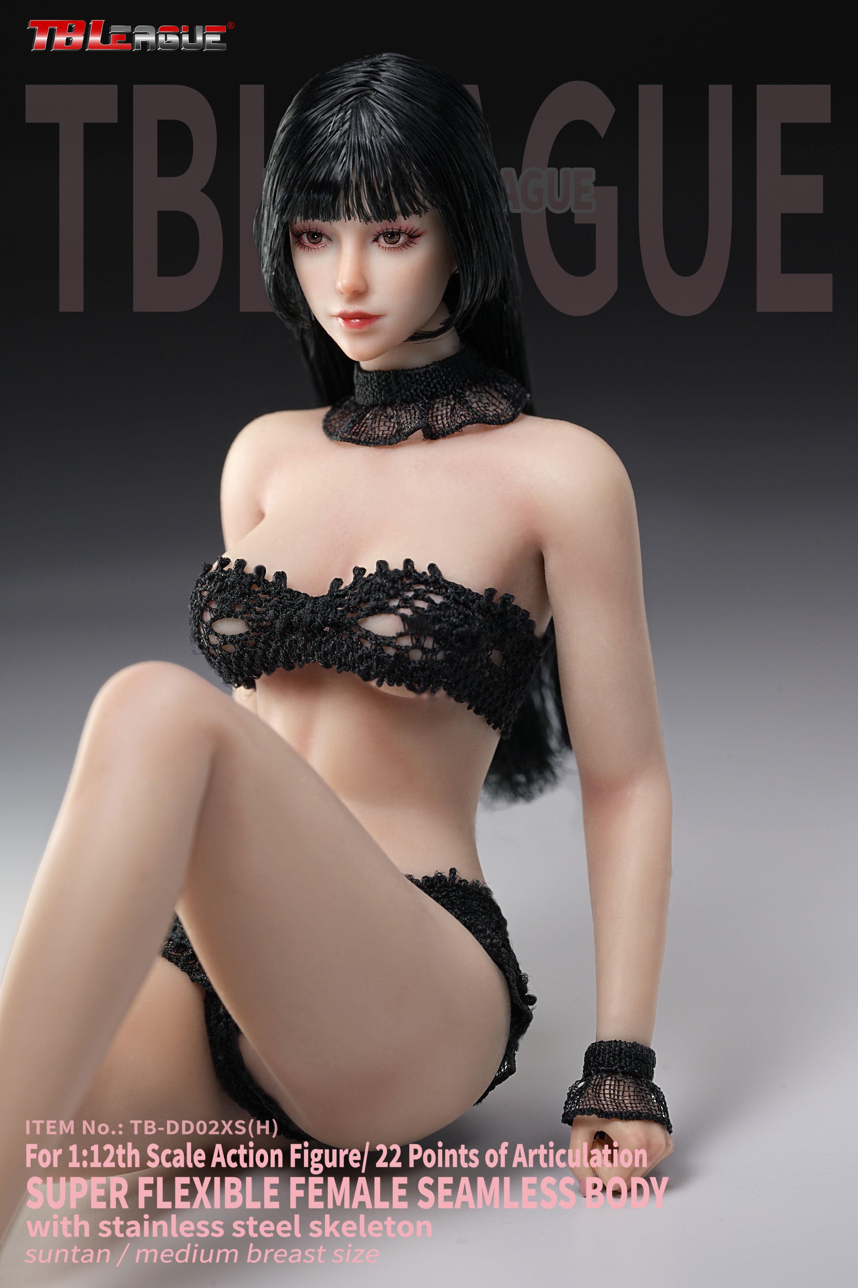 Female Body (Suntan Medium Bust) 1/12 Scale Body (TB-DD02XS with Head Sculpt) Gallery Image 9