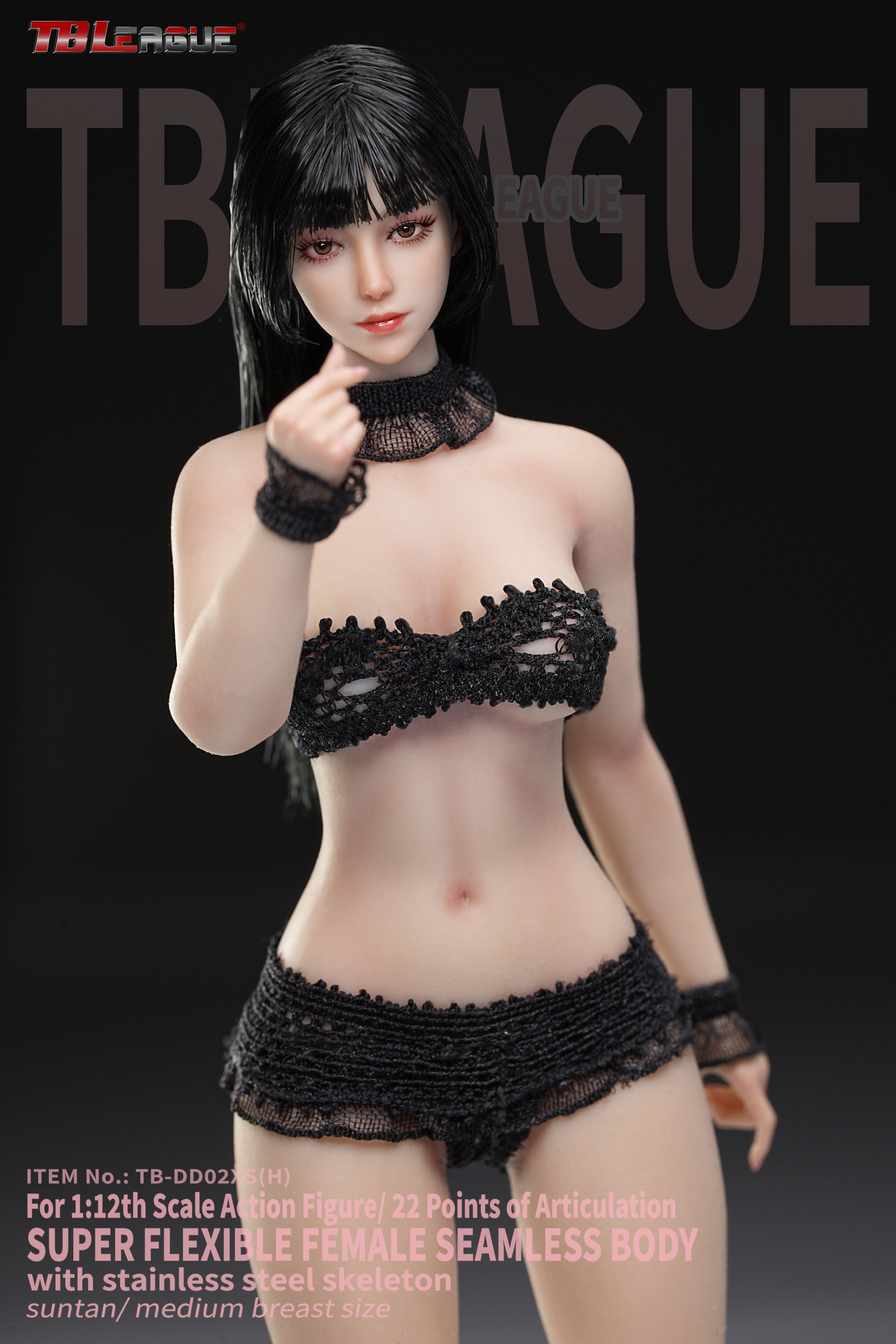 Female Body (Suntan Medium Bust) 1/12 Scale Body (TB-DD02XS with Head Sculpt) Gallery Image 12