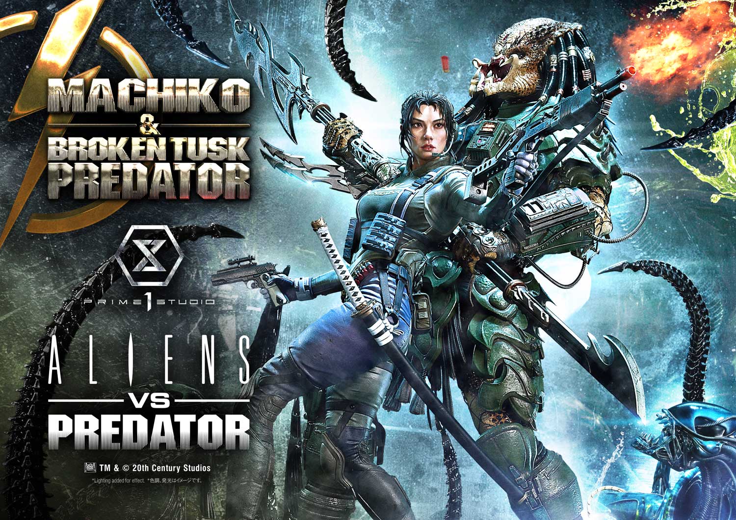 Aliens vs. Predator Ultimate Premium Masterline Machiko & Broken Tusk Predator 1/4 Scale Statue Gallery Image 3