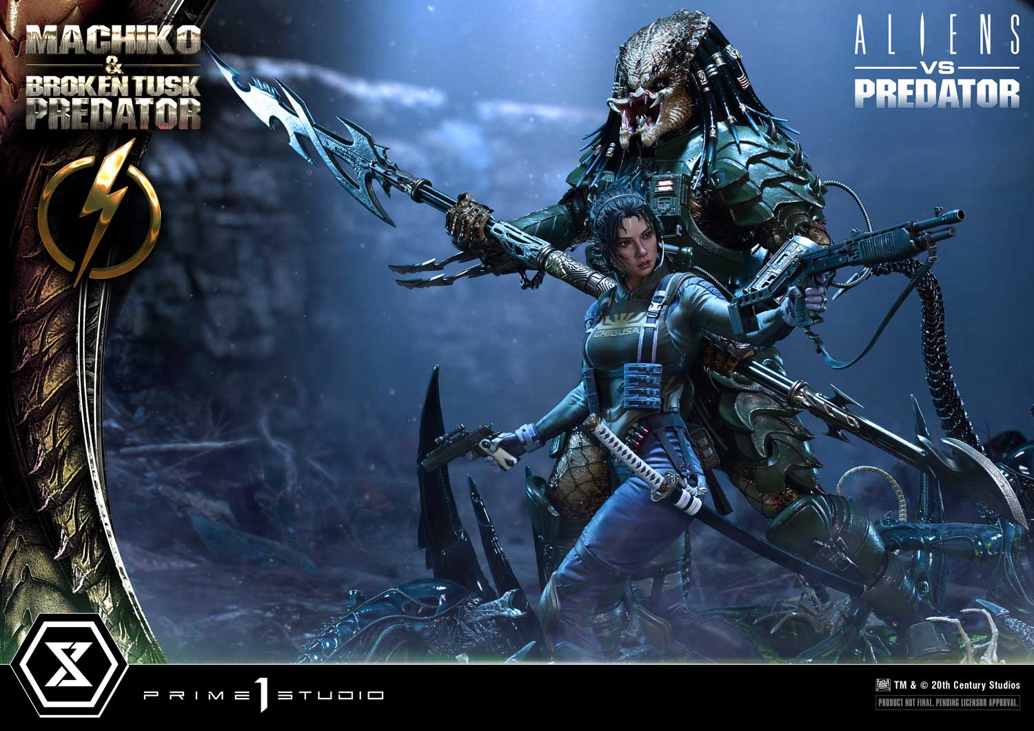 Aliens vs. Predator Ultimate Premium Masterline Machiko & Broken Tusk Predator (Deluxe Ver.) 1/4 Scale Statue Gallery Image 25