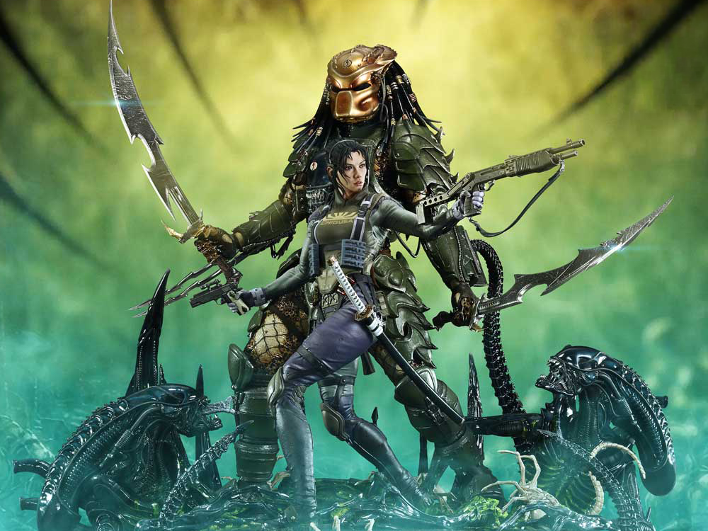 Aliens vs. Predator Ultimate Premium Masterline Machiko & Broken Tusk Predator (Deluxe Ver.) 1/4 Scale Statue Gallery Image 1