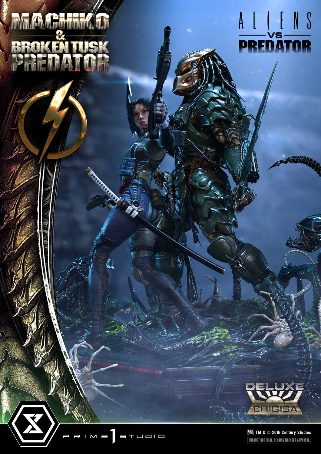 Aliens vs. Predator Ultimate Premium Masterline Machiko & Broken Tusk Predator (Deluxe Ver.) 1/4 Scale Statue Gallery Image 29