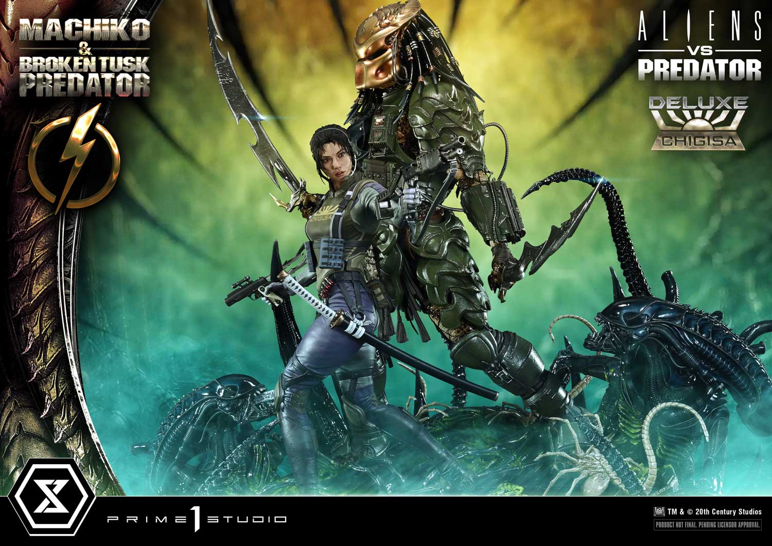 Aliens vs. Predator Ultimate Premium Masterline Machiko & Broken Tusk Predator (Deluxe Ver.) 1/4 Scale Statue Gallery Image 5