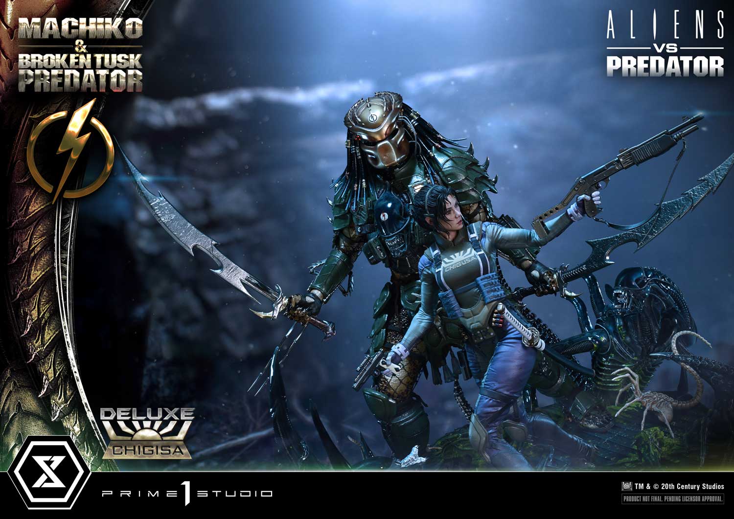 Aliens vs. Predator Ultimate Premium Masterline Machiko & Broken Tusk Predator (Deluxe Ver.) 1/4 Scale Statue Gallery Image 24