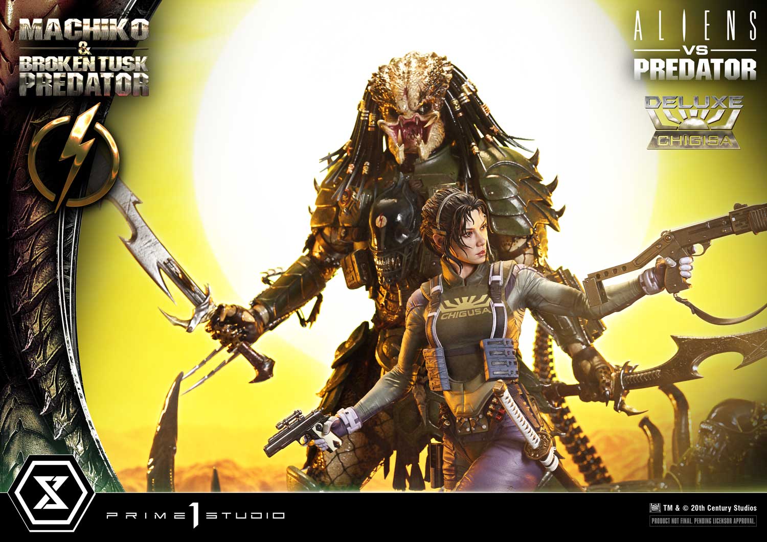 Aliens vs. Predator Ultimate Premium Masterline Machiko & Broken Tusk Predator (Deluxe Ver.) 1/4 Scale Statue Gallery Image 16