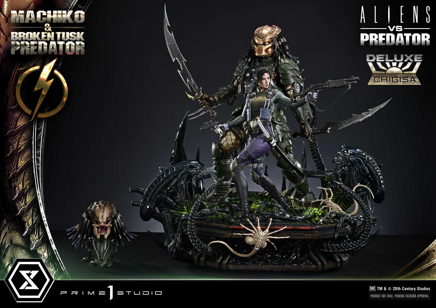 Aliens vs. Predator Ultimate Premium Masterline Machiko & Broken Tusk Predator (Deluxe Ver.) 1/4 Scale Statue Gallery Image 35