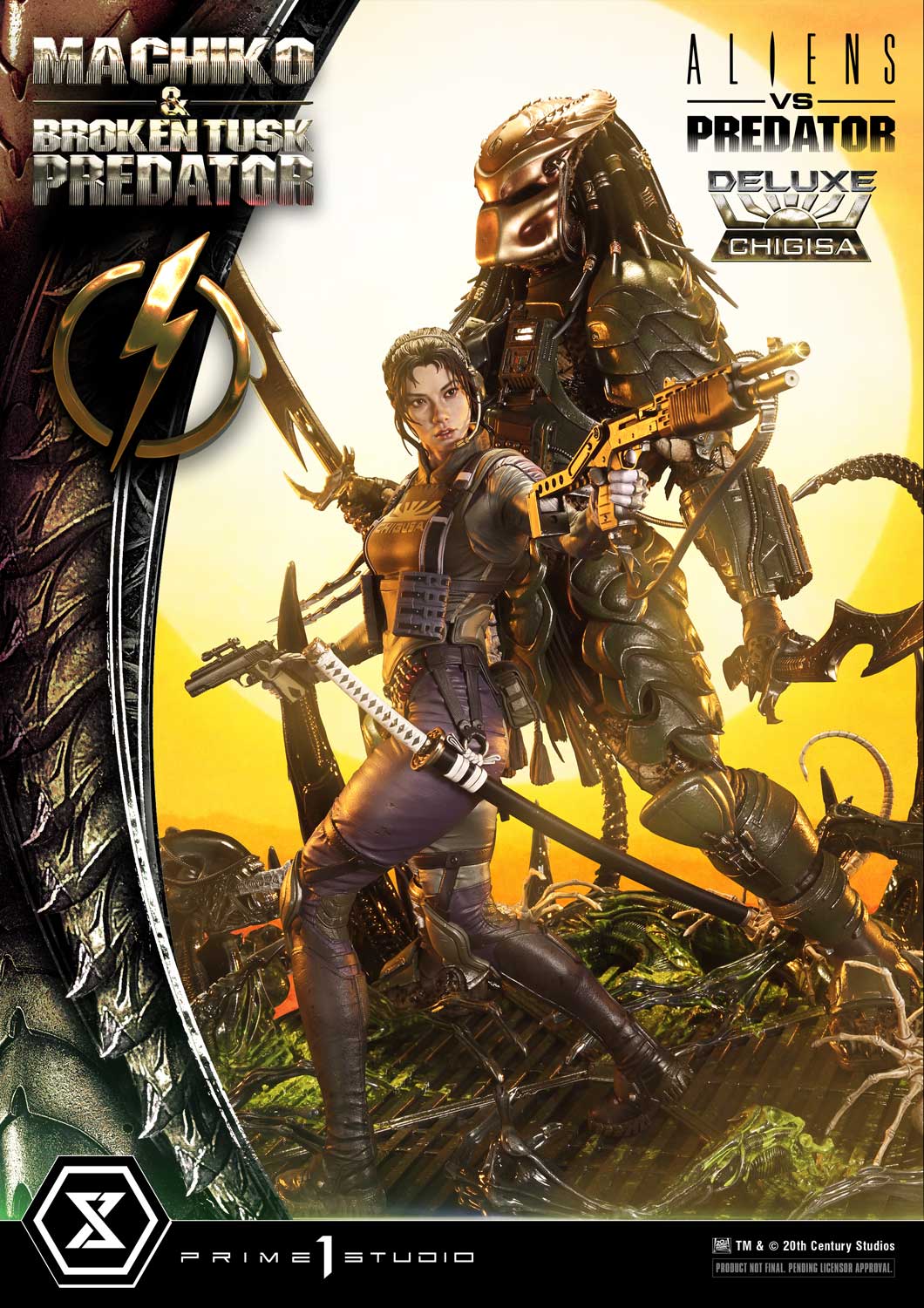 Aliens vs. Predator Ultimate Premium Masterline Machiko & Broken Tusk Predator (Deluxe Ver.) 1/4 Scale Statue Gallery Image 20