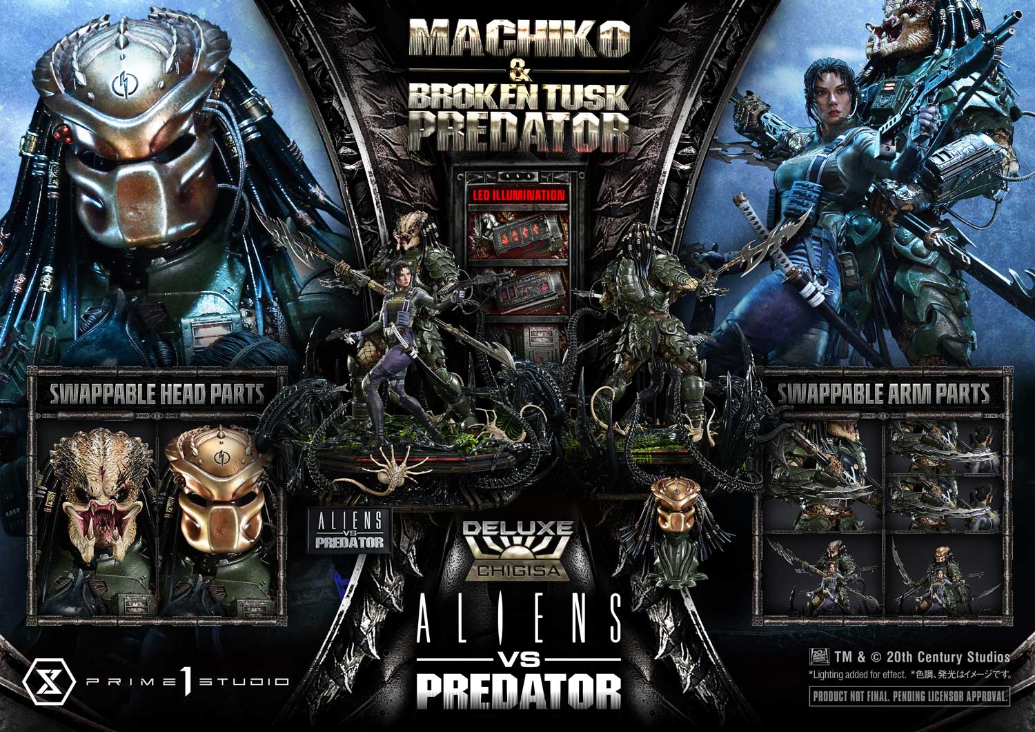 Aliens vs. Predator Ultimate Premium Masterline Machiko & Broken Tusk Predator (Deluxe Ver.) 1/4 Scale Statue Gallery Image 76